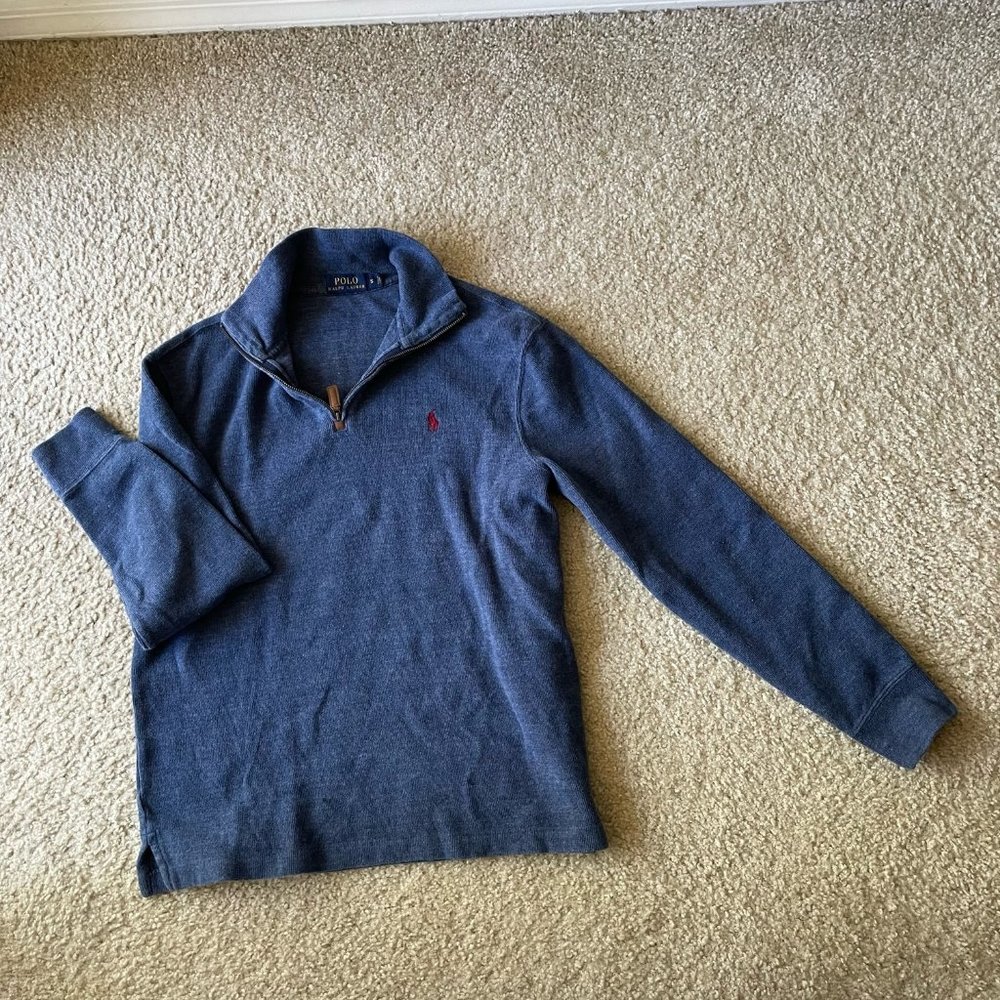 Ralph Lauren Polo Men's Navy Blue Pullover 1/4 Zip Sweater Size Small